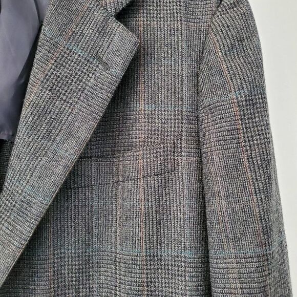 Vintage Southwick Roderick St. John's wool blazer jacket gray plaid size 43 T - Picture 2 of 9